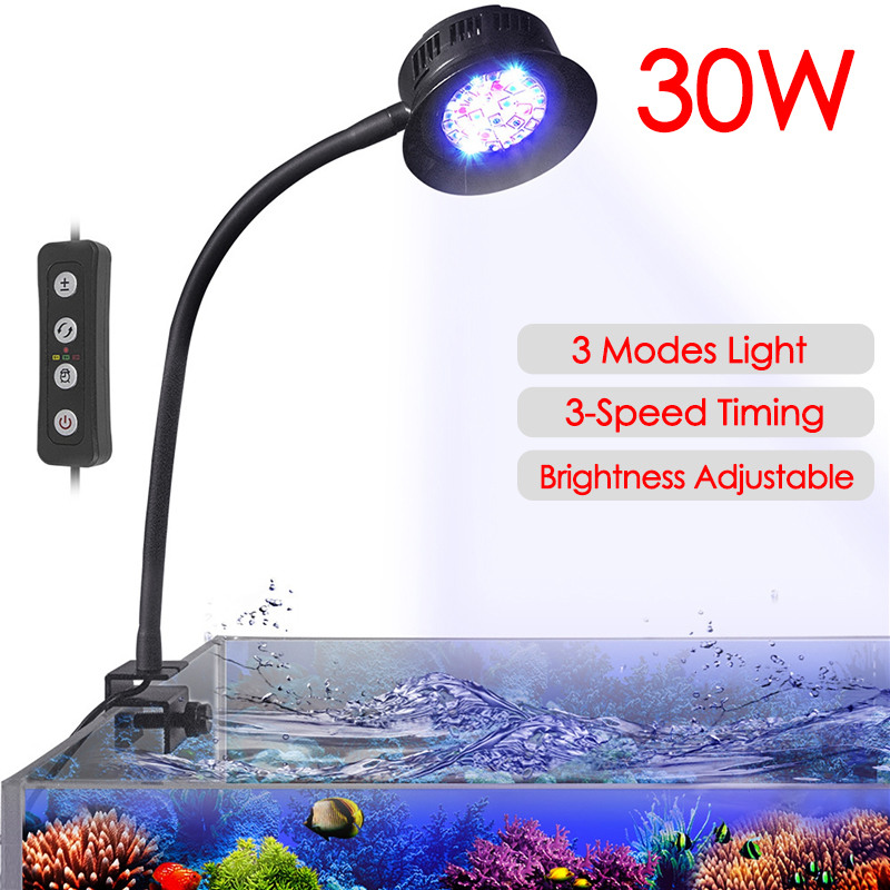 Aquarium Marine Fishes - 30 ワット水族館の水槽海水海水マリンサンゴ礁 LED と植物ライト 3 スピードタイミング明るさ調整可能なタンクランプ