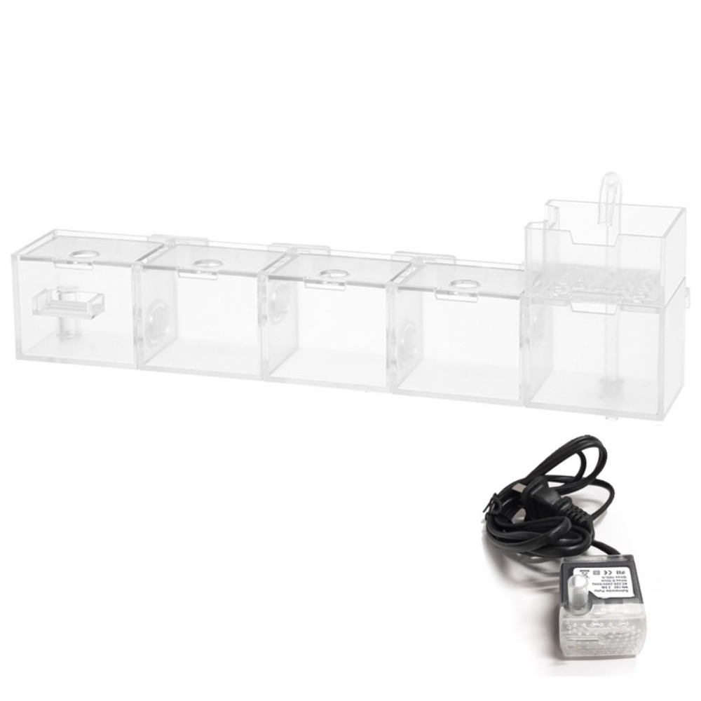 Marine Aquarium Overflow Box - 3in1 外部水槽フィルター 酸素供給プラスチック製水槽フィルターボックス 静音壁掛け式水循環フィルターボックス