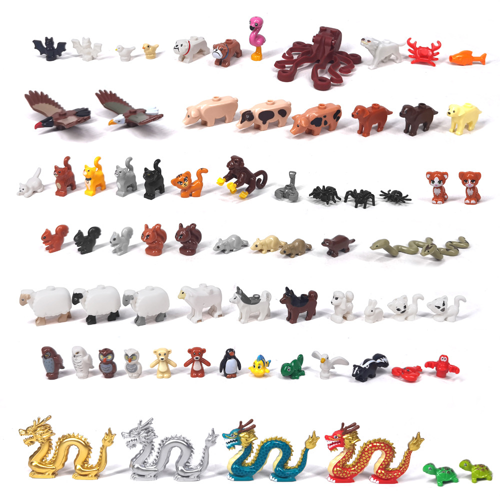 Marine Zoo - MOC 1 個プリント動物園動物コレクションカモメペンギン魚羊ビルディングブロック陸と海洋レンガ DIY おもちゃ子供のギフト