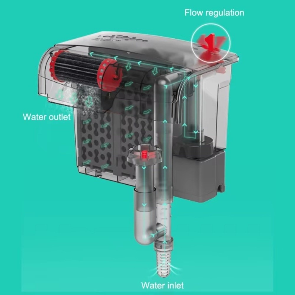 Marine Aquarium Overflow Box - 3 in 1水槽フィルター 静音運転 強力ろ過 水槽循環ポンプ