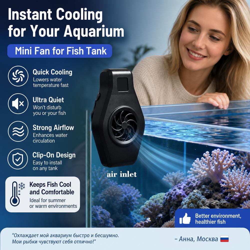 水族館冷却ファンミニクリップオンタンククーラー強力な気流低騒 - Marine Aquarium Mini のレビューと価格