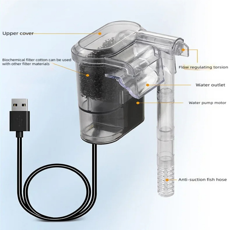 水槽用小型吊り下げ式USBフィルター 2.5W 250H/L - Marine Aquarium Mini のレビューと価格