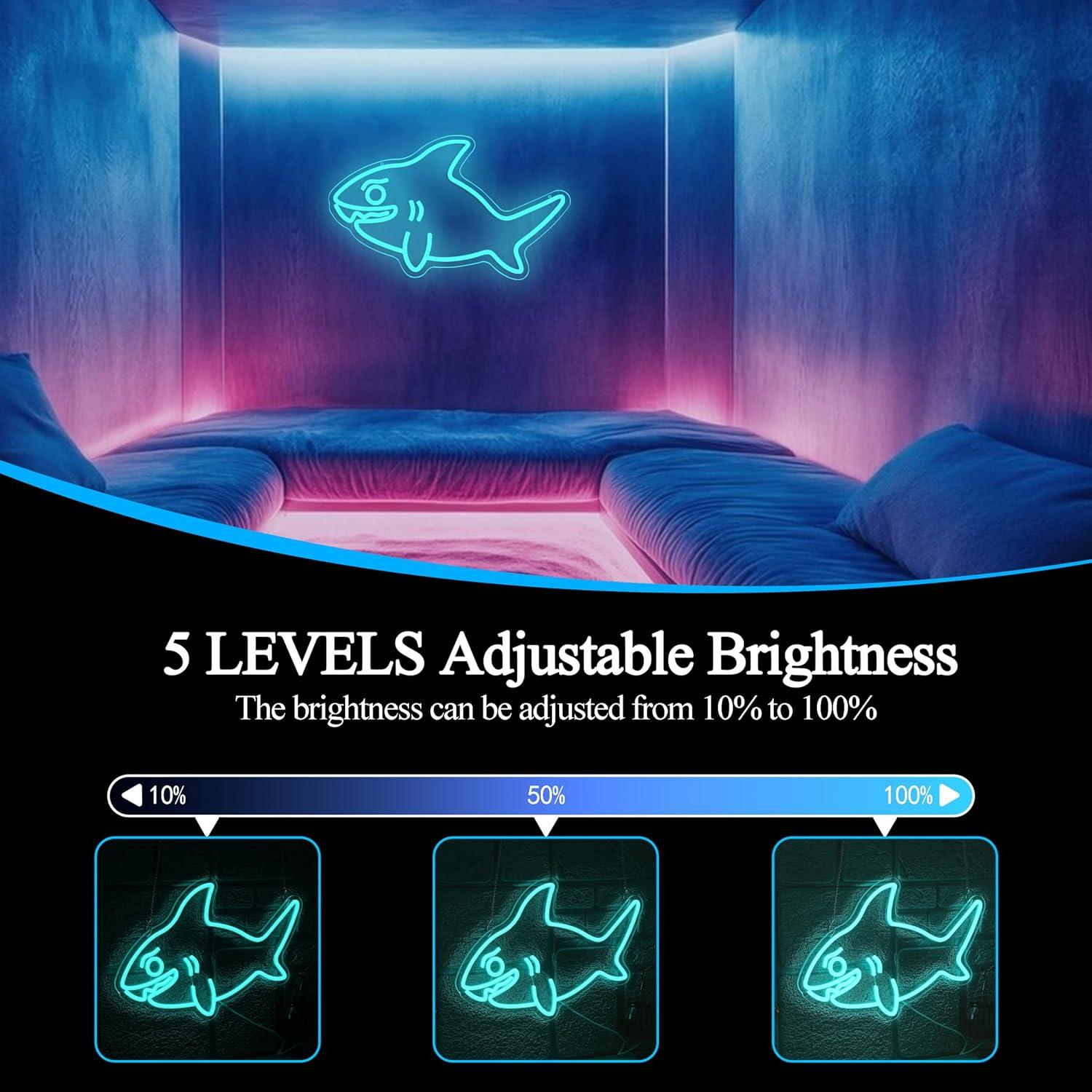 サメのネオンサイン USB調光可能なLEDライト 子供部屋  - Marine Zoo のレビューと価格