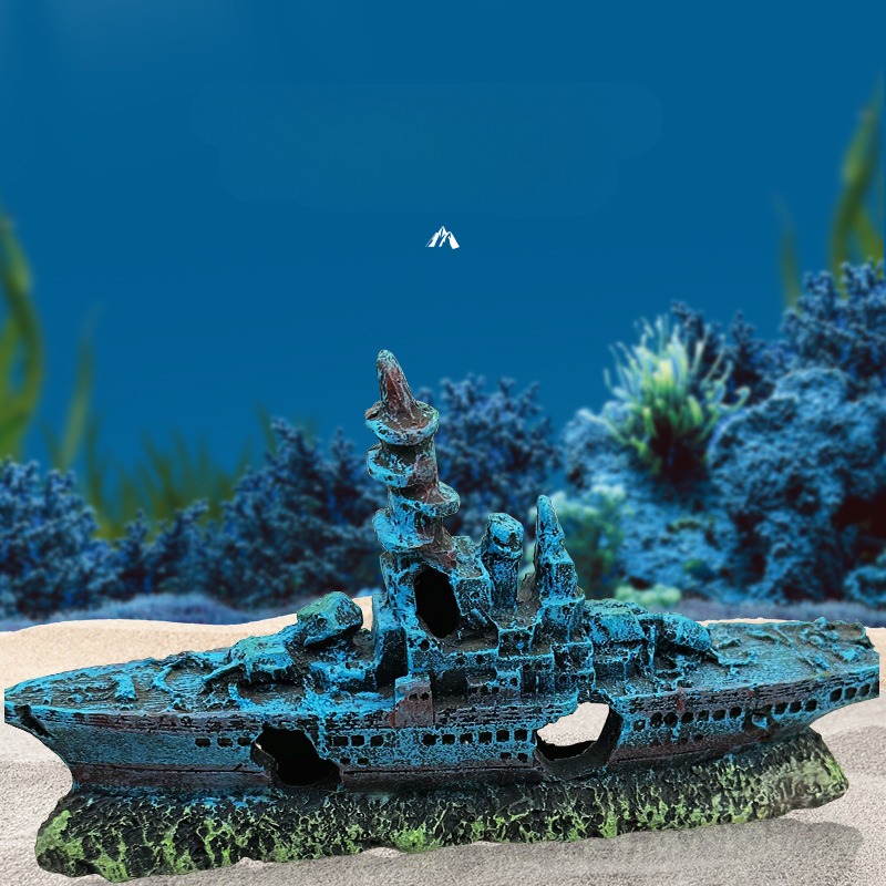 レジンエクティブネイビーワートボート、船のレック、フィッシュ - Aquarium Marineland のレビューと価格