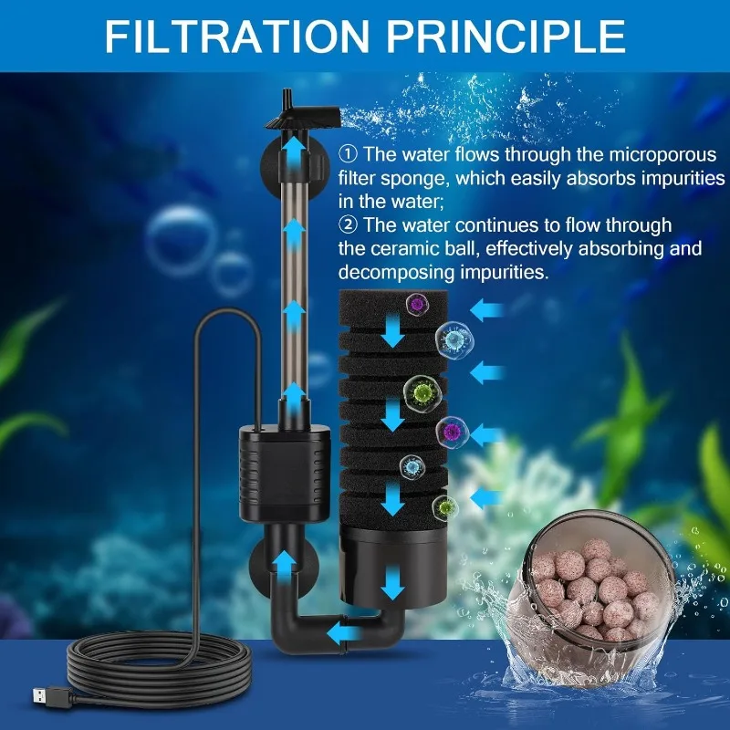 静かな USB 水族館フィルター シングルスポンジフィルター - Marine Aquarium Overflow Box のレビューと価格