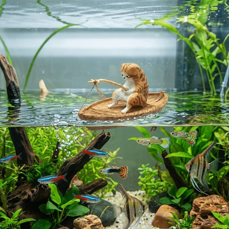 ペット用水槽装飾1個入りクリエイティブな樹脂製猫釣りボート - Aquarium Marineland のレビューと価格