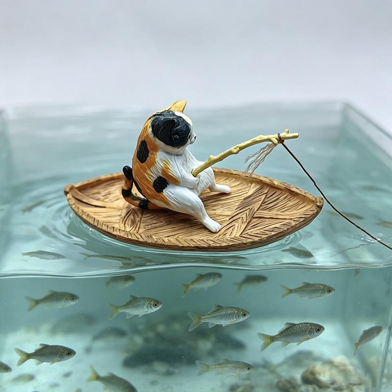 ペット用水槽装飾1個入りクリエイティブな樹脂製猫釣りボート - Aquarium Marineland のレビューと価格