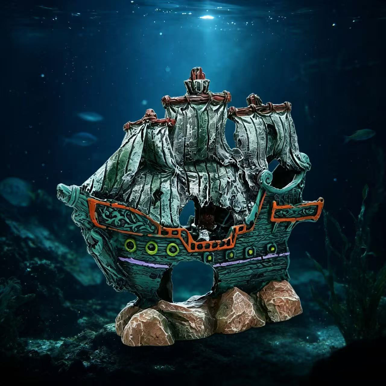 水槽用装飾品、レジン製沈没船オーナメント、水槽アクセサリー、 - Aquarium Marineland のレビューと価格