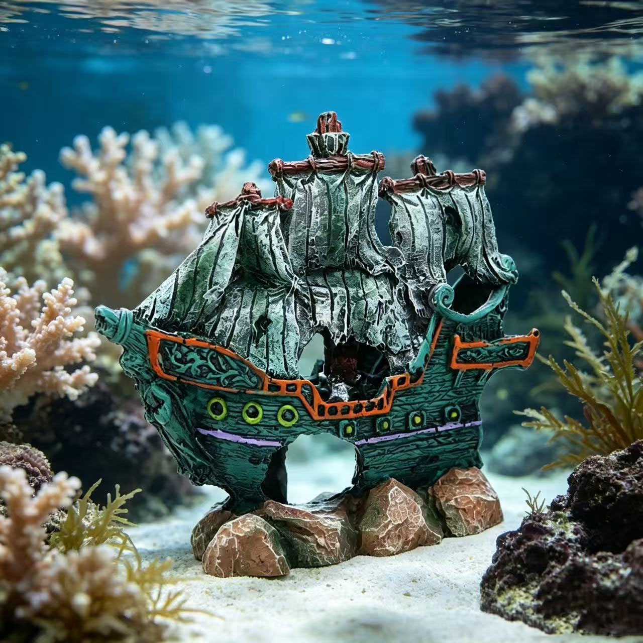 水槽用装飾品、レジン製沈没船オーナメント、水槽アクセサリー、 - Aquarium Marineland のレビューと価格