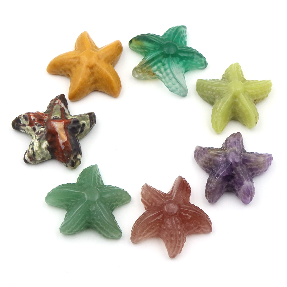 35 ミリメートルヒトデの形の像海洋動物天然石ヒーリングクリ - Aquarium Marine Fishes のレビューと価格
