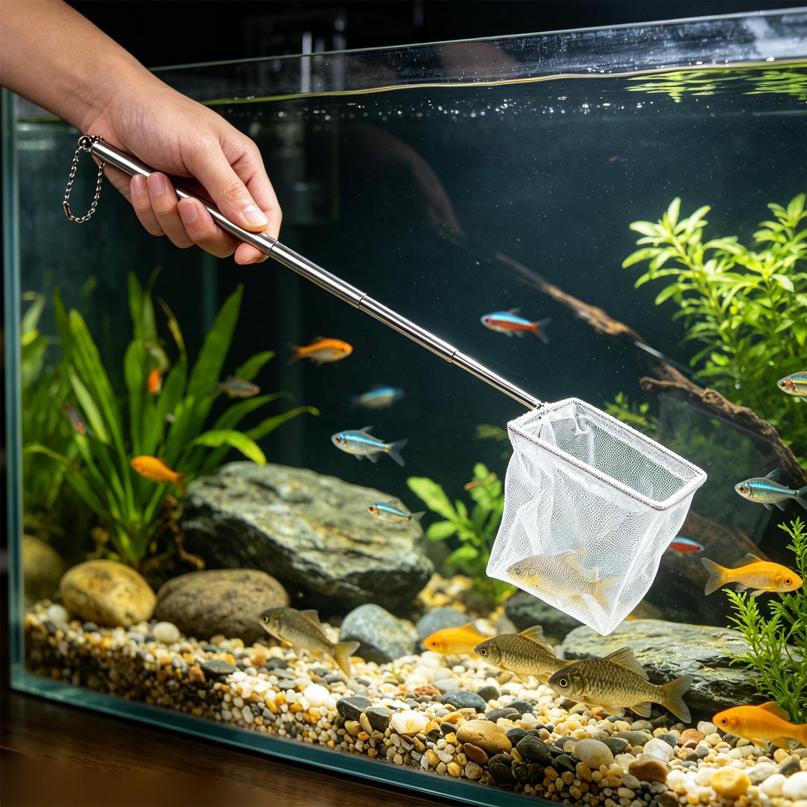 2 個の小さな魚網伸縮ハンドルステンレス鋼ランディングディッ - Aquarium Marineland のレビューと価格