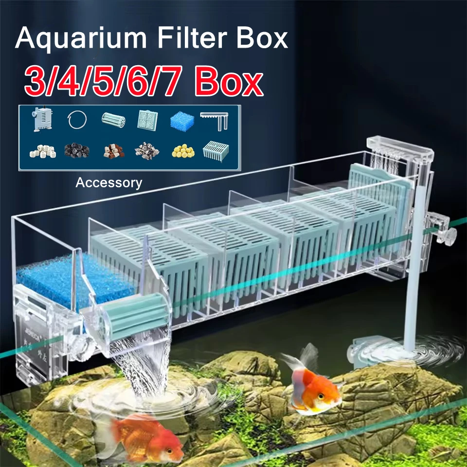 220V 水族館壁掛け滝フィルターローラー、循環酸素生成、多 - Marine Aquarium Overflow Box のレビューと価格