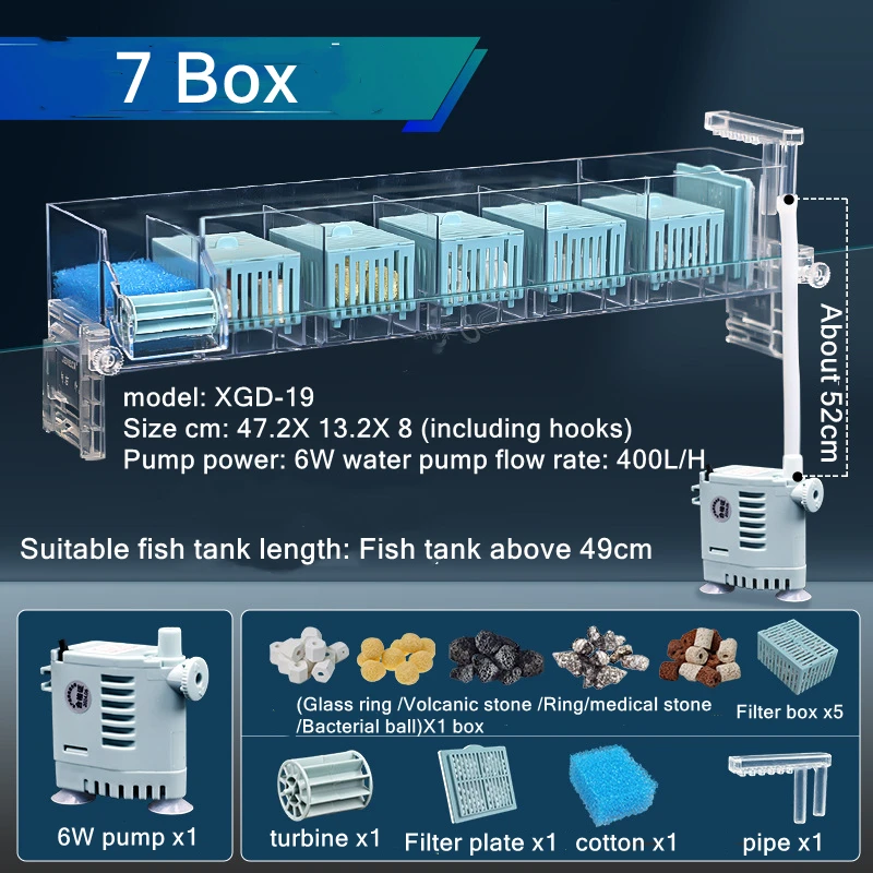 220V 水族館壁掛け滝フィルターローラー、循環酸素生成、多 - Marine Aquarium Overflow Box のレビューと価格